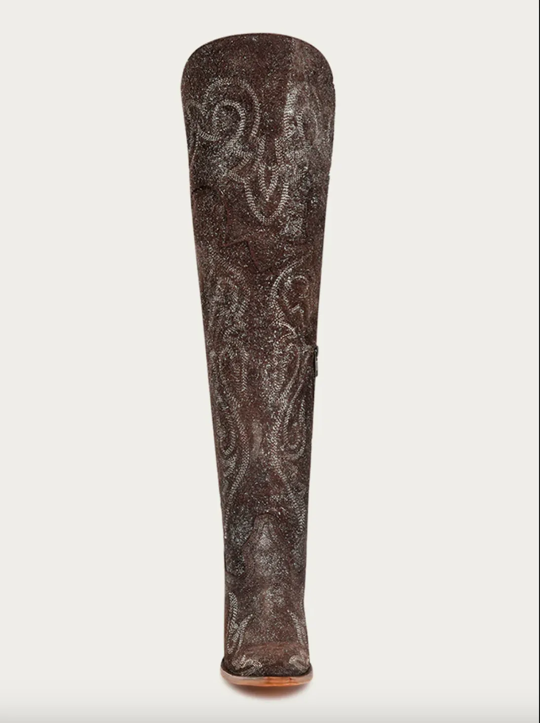 Women's Corral Brown-Silver Metallized Embroidery Scruchable Tall Top Pointed Toe Boots Z5242