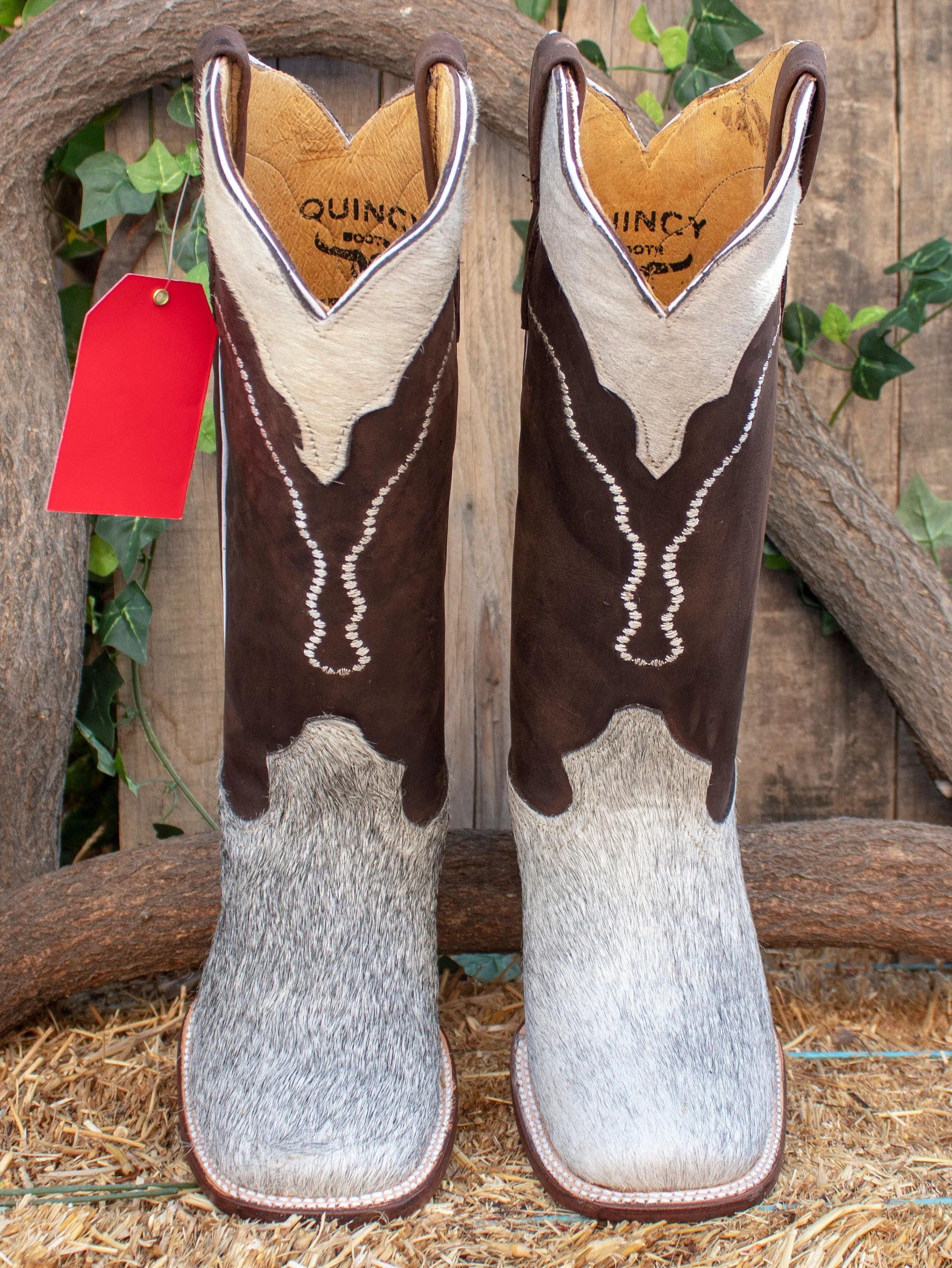 WOMENS COWGIRL cowboy COWHAIR leather square toe western Boots Size 7