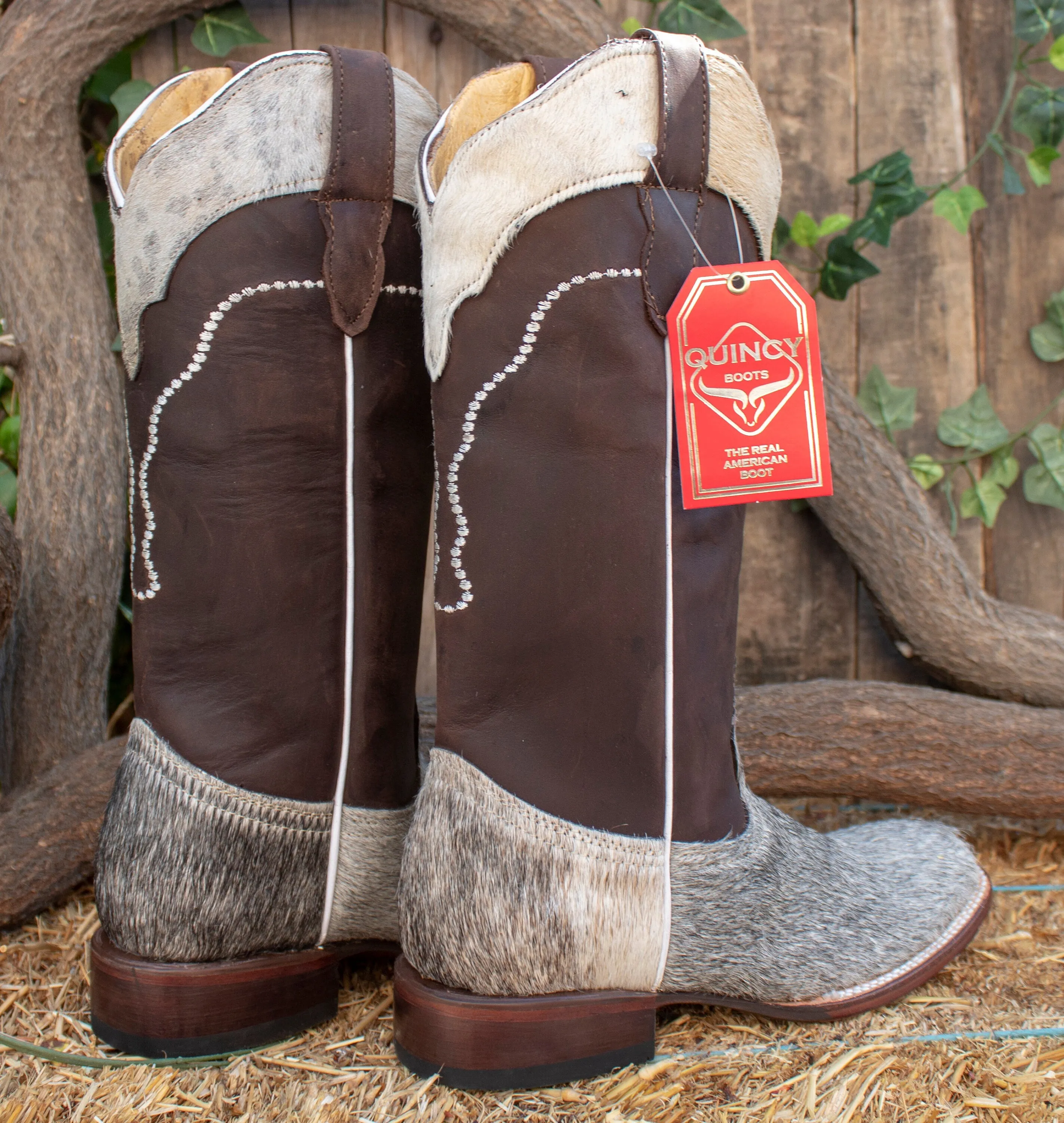 WOMENS COWGIRL cowboy COWHAIR leather square toe western Boots Size 7