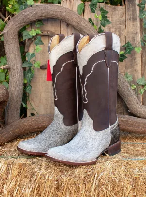 WOMENS COWGIRL cowboy COWHAIR leather square toe western Boots Size 7