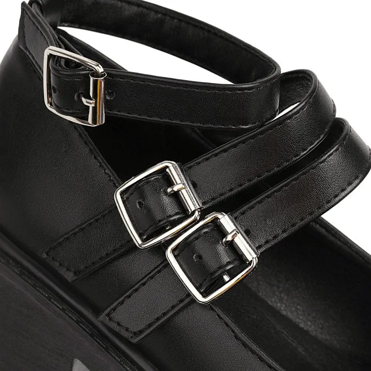 Women's Mary Jane Platform Block Heels Pumps