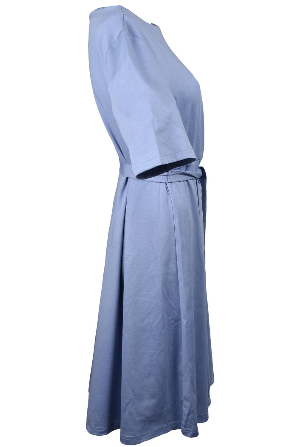 Womens Plain Short Sleeves Dress with Belt