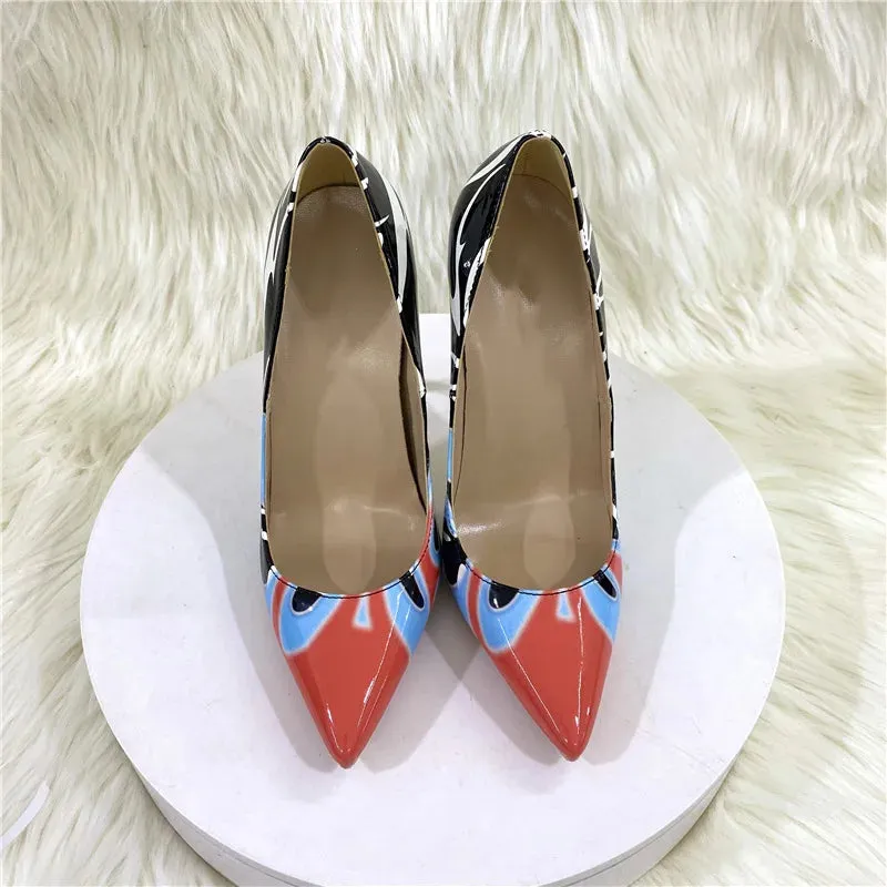 Women's pointed Graffiti high heels