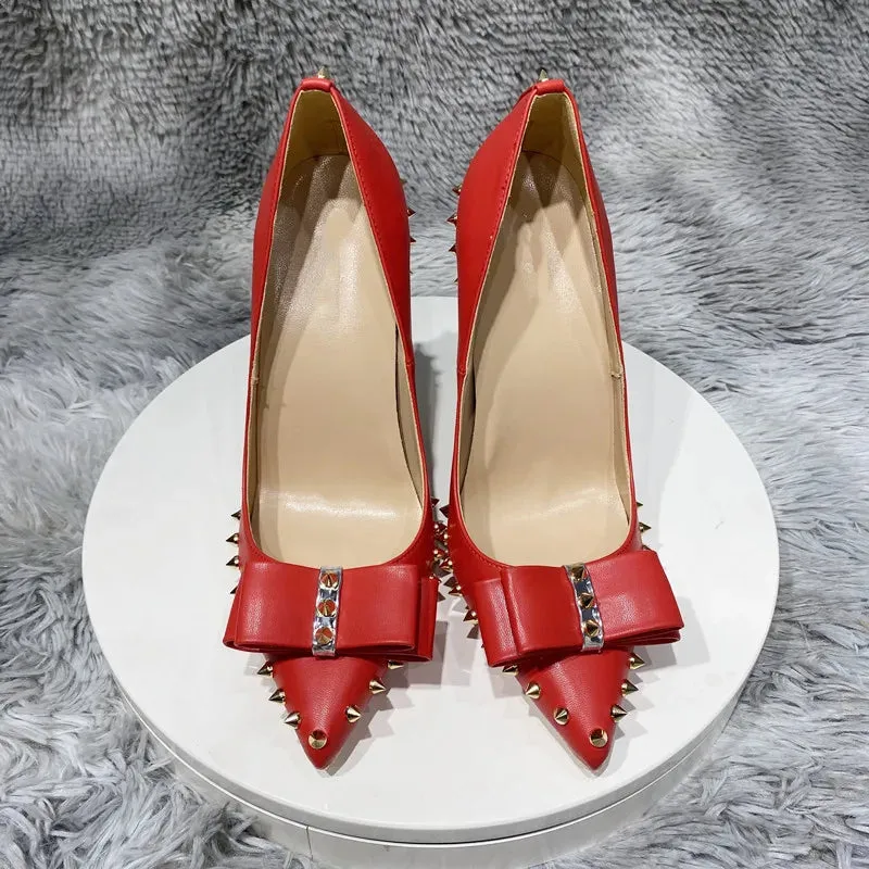 Women's pointed high heels  rivet sexy high heels