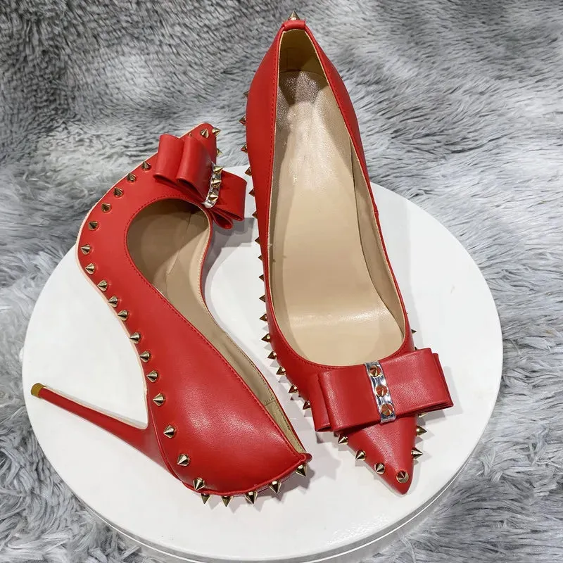 Women's pointed high heels  rivet sexy high heels