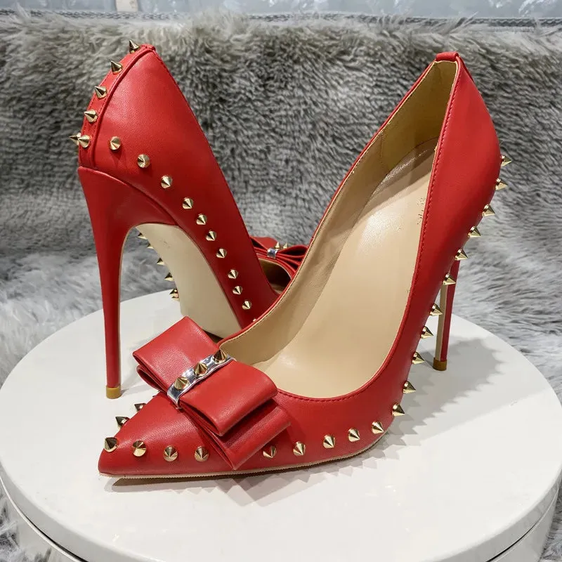 Women's pointed high heels  rivet sexy high heels