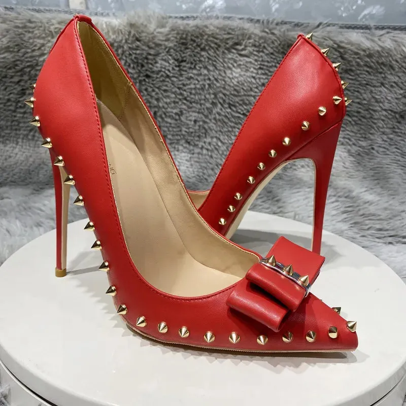 Women's pointed high heels  rivet sexy high heels