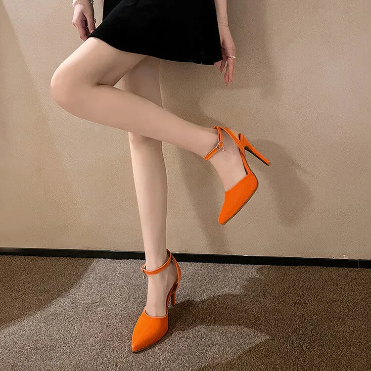 Women's Pointed Toe Ankle Strap Stiletto Heel Sandals