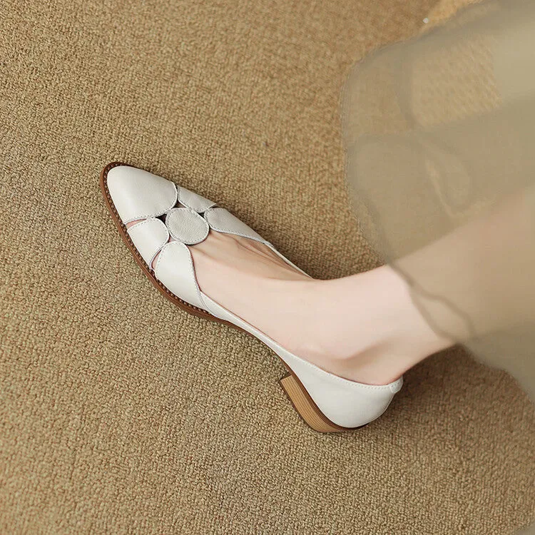Women's Pointed Toe Genuine Leather Patchwork Pumps Y2681
