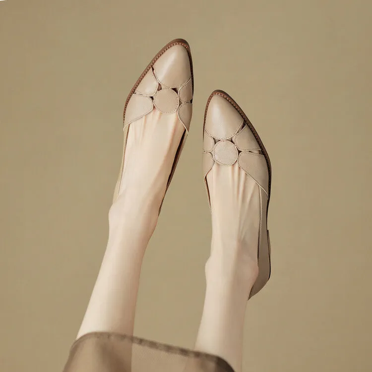 Women's Pointed Toe Genuine Leather Patchwork Pumps Y2681