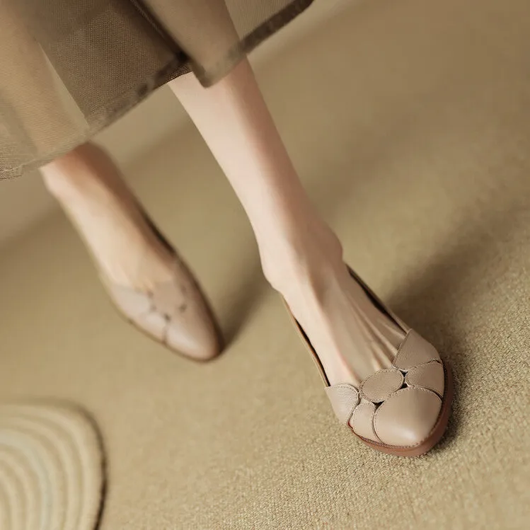 Women's Pointed Toe Genuine Leather Patchwork Pumps Y2681