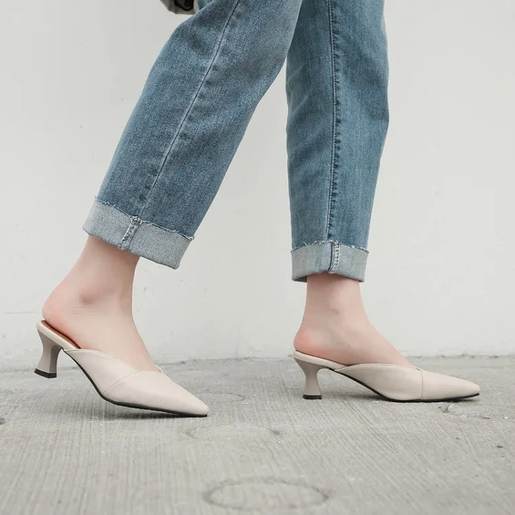 Women's Pointed Toe Spool Heel Slides Slip On Sandals