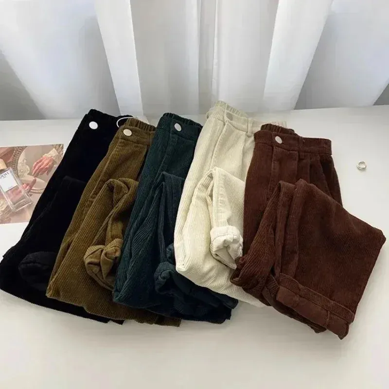 Women's Retro High-Waist Corduroy Pants