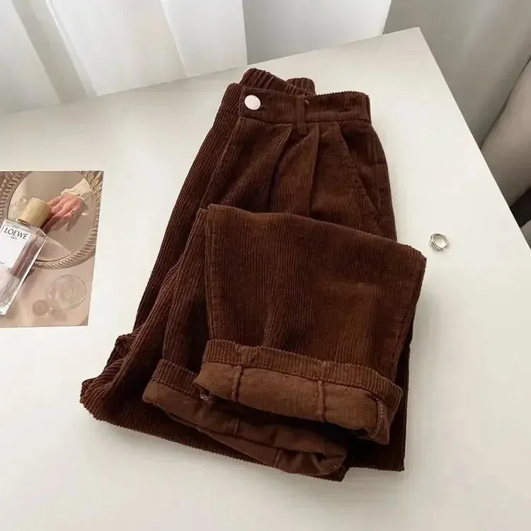 Women's Retro High-Waist Corduroy Pants