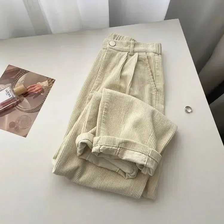 Women's Retro High-Waist Corduroy Pants
