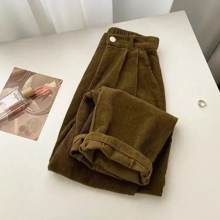 Women's Retro High-Waist Corduroy Pants