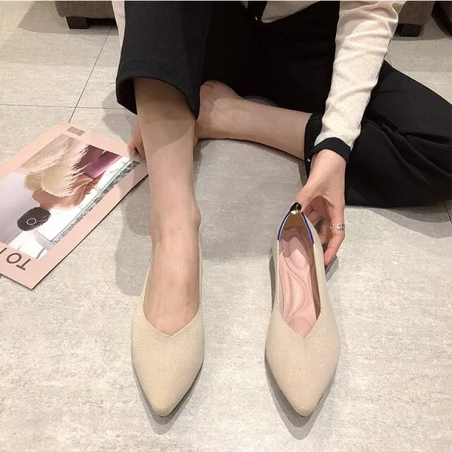 Women's Shoes Pumps Knitting Breathable Flat