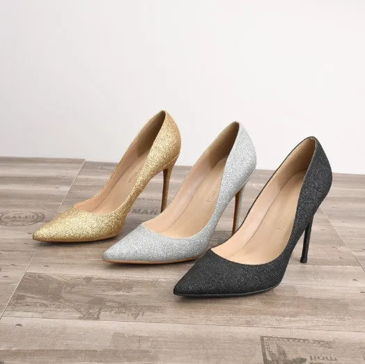 Women's Small Feet Glitter Heel Pumps DS68
