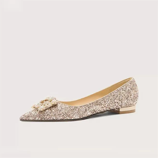 Women's Small Size Glitter Upper Rhinestone Buckle Heels MS354