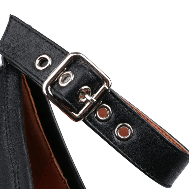 Women's Tassel Buckle Ankle Strap Block Heel Platform Pumps