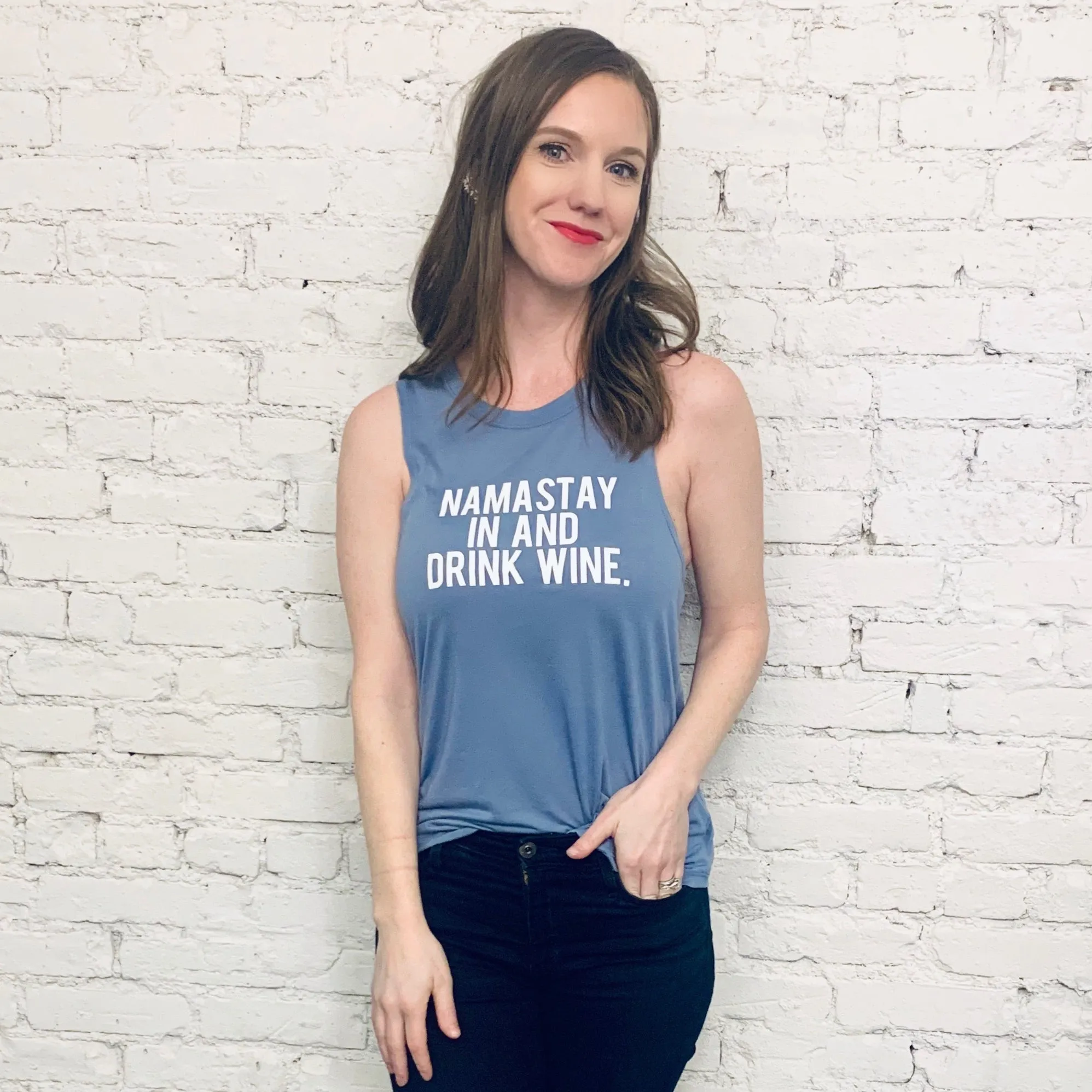 Women's Wine Tank - Namastay In and Drink Wine
