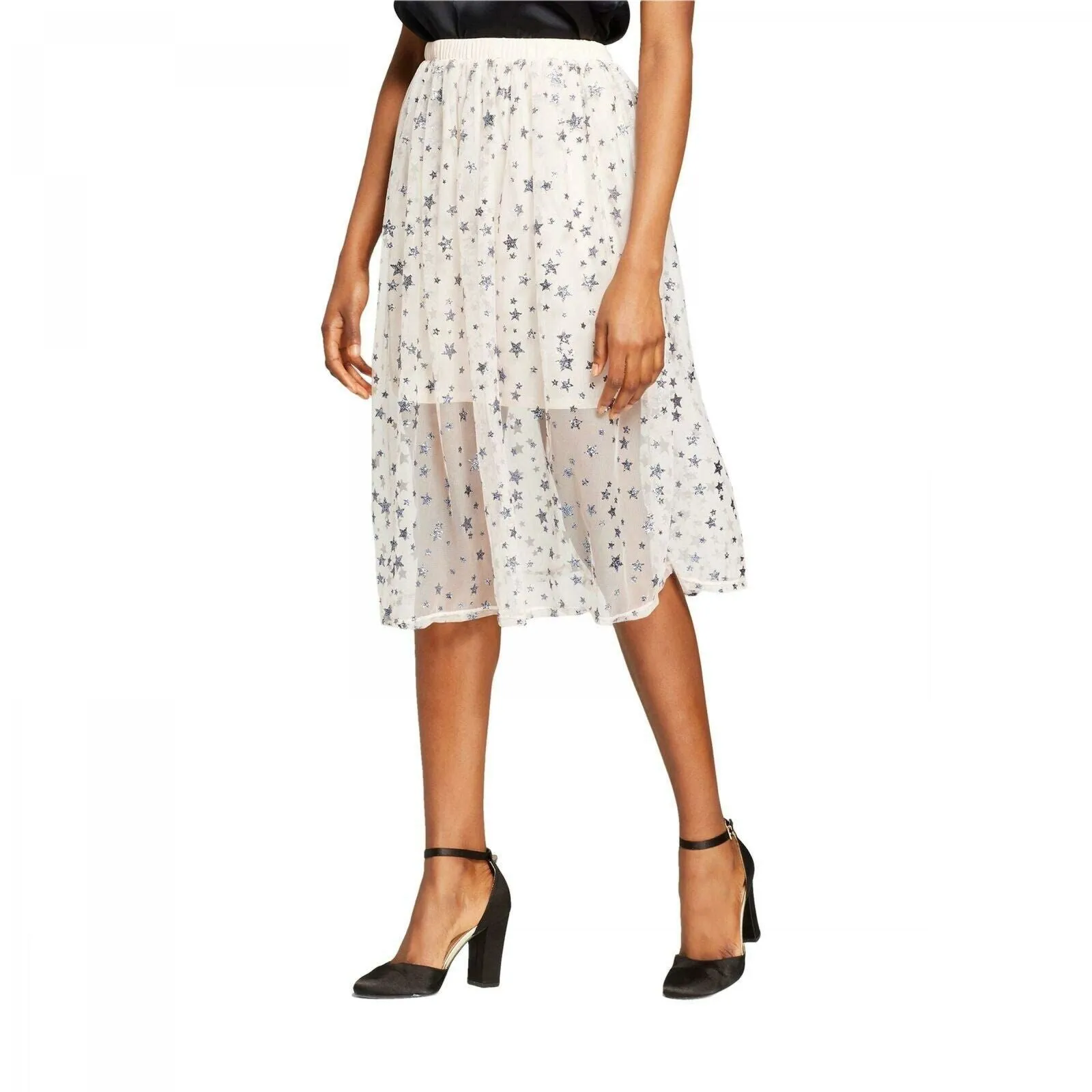 Xhilaration Women's Metallic Star Print Mesh Skirt