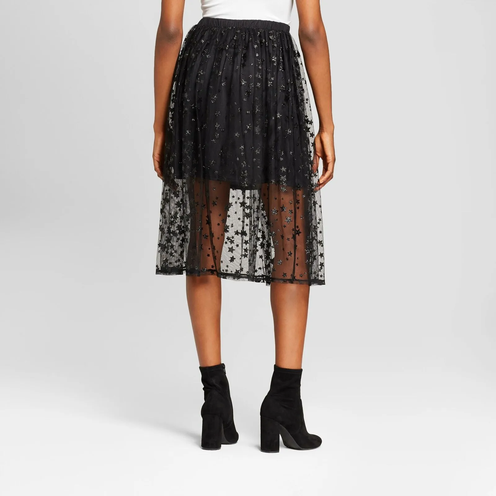 Xhilaration Women's Metallic Star Print Mesh Skirt