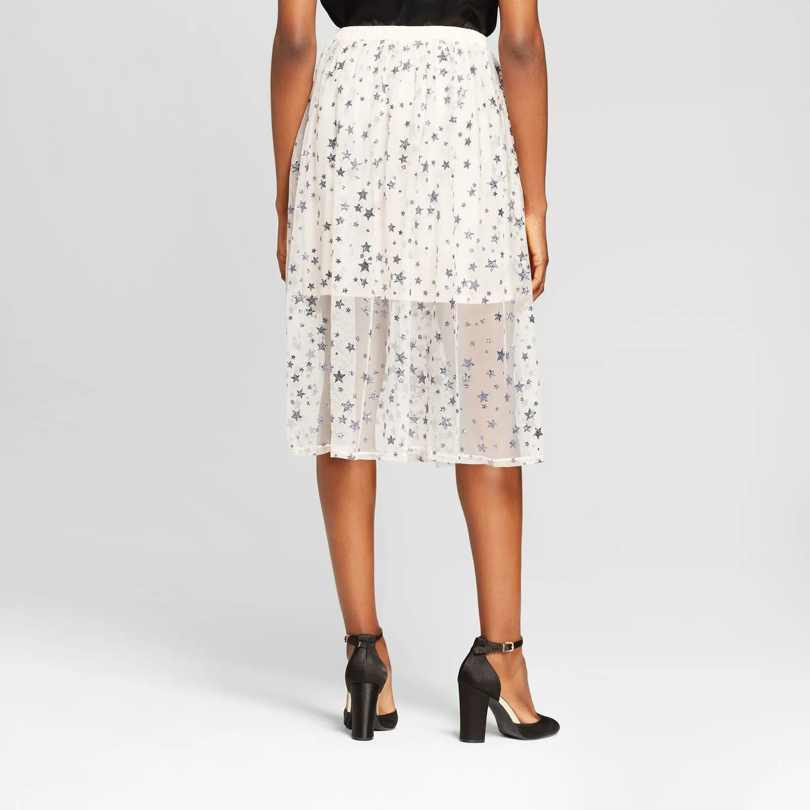 Xhilaration Women's Metallic Star Print Mesh Skirt