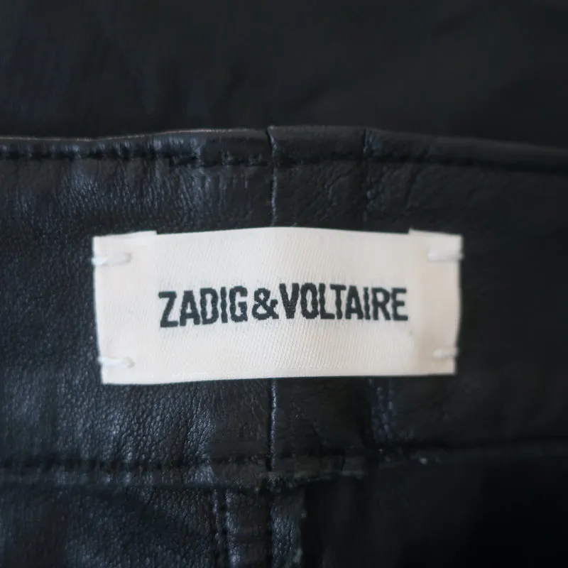 Zadig & Voltaire Phlamo Crinkled Leather Pants Black Size 40