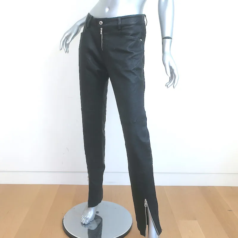 Zadig & Voltaire Phlamo Crinkled Leather Pants Black Size 40