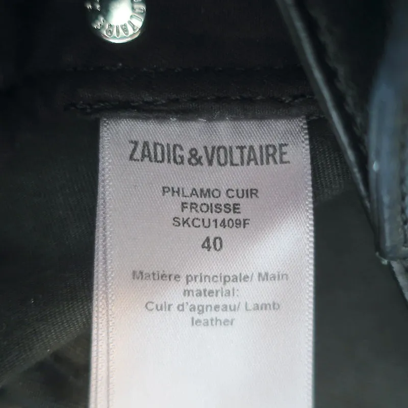 Zadig & Voltaire Phlamo Crinkled Leather Pants Black Size 40