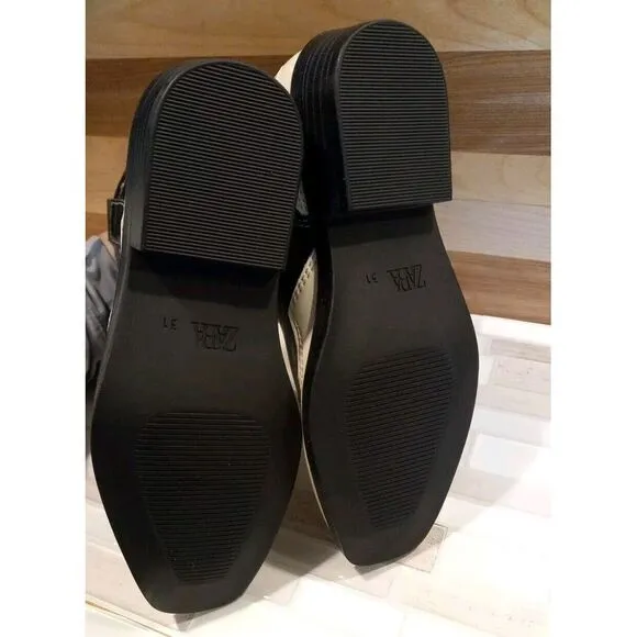 Zara Girls Black White Star Western High Ankle boots Size 13.5‎