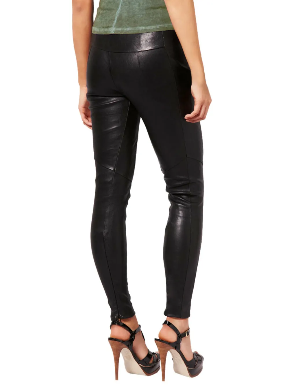 Zipped Ankle Tight Leather Pants